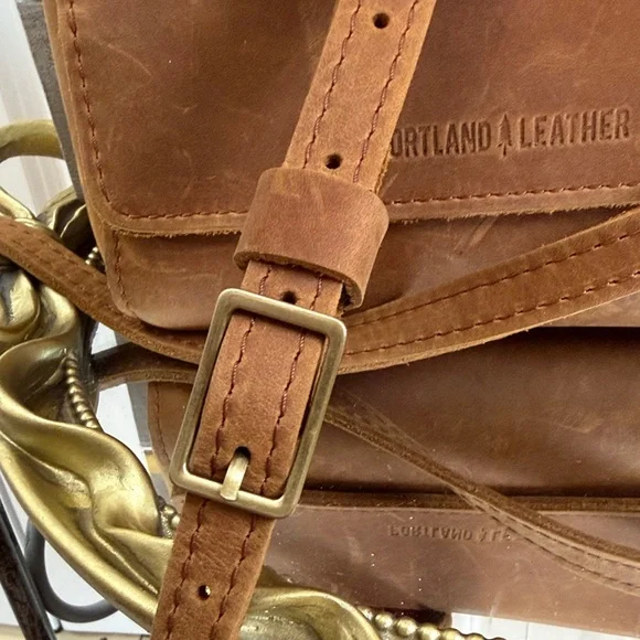 Portland Leather Caramel Brown Leather Crossbody - Picture 4 of 10